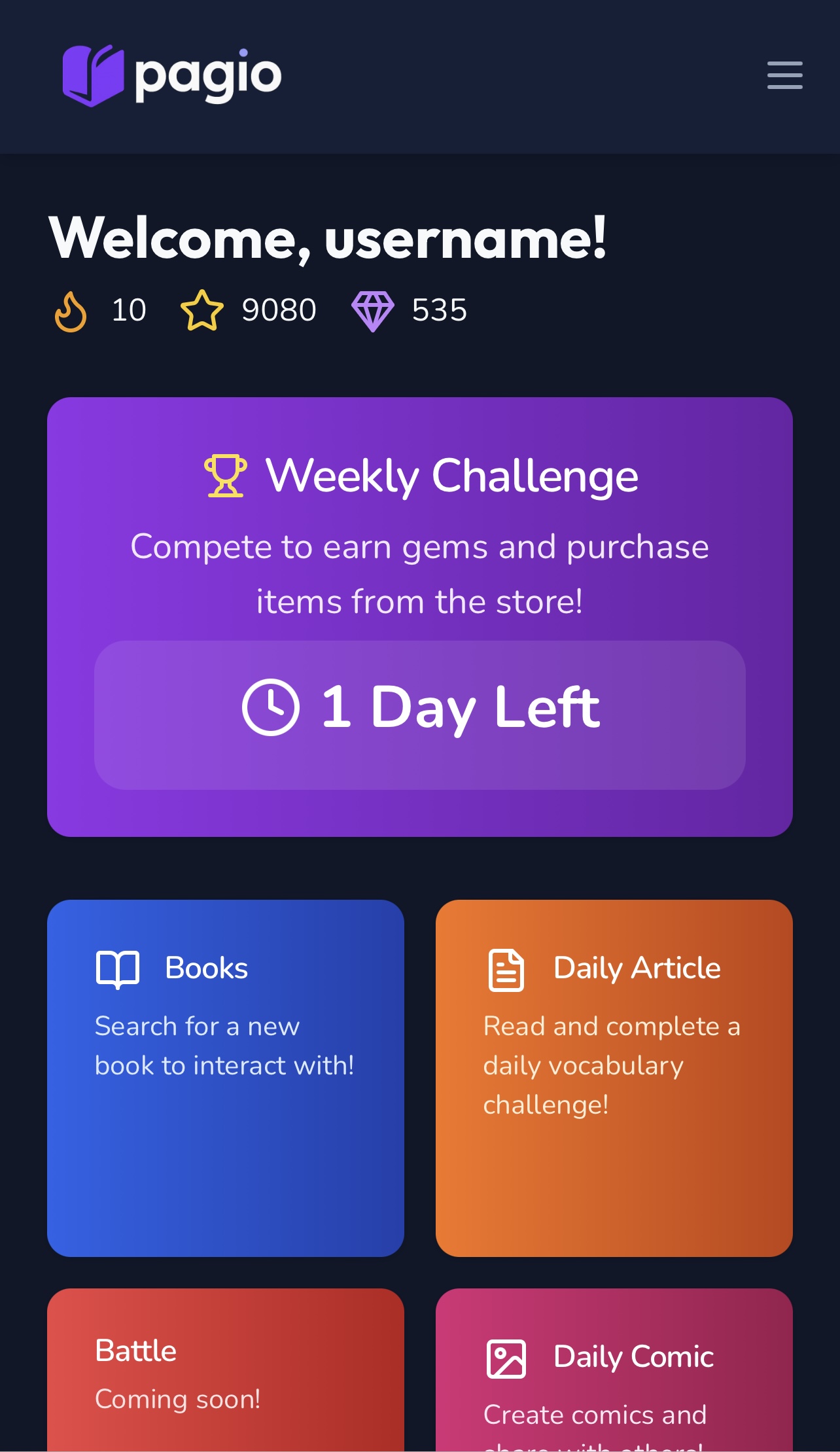 Pagio App Dashboard